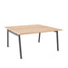 Wooden rectangular table with black metal legs on a white background. (Natural Oak-57&quot;)