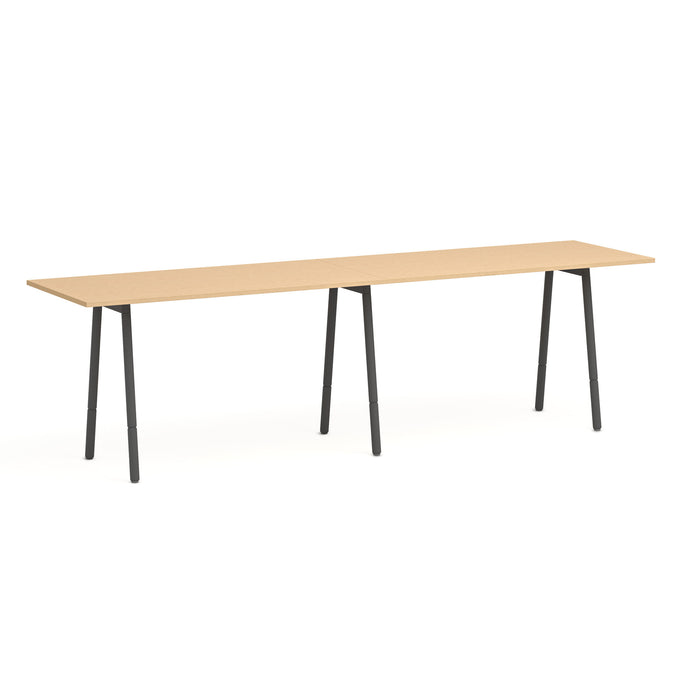 Modern minimalist wooden table with black legs on white background. (Natural Oak-144&quot; x 36&quot;)(Natural Oak-144&quot; x 36&quot;)