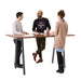 Three professionals engaging in a discussion around a tall office table. (Walnut-72&quot; x 36&quot;)(Walnut-72&quot; x 36&quot;)