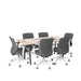 Modern office meeting table with chairs and documents on a white background. (Natural Oak-72&quot; x 36&quot;)