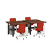 Modern office furniture with brown tables and red chairs setup (Walnut-47&quot;)