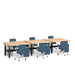 Modern office furniture with blue chairs and wooden tables on white background (Natural Oak-57&quot;)