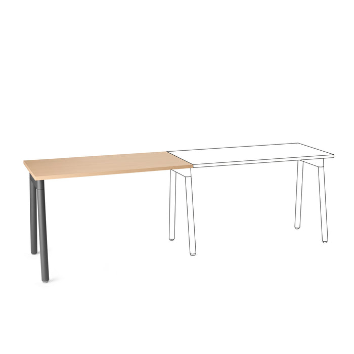 Modern L-shaped wooden desk with metal legs on a white background. (Natural Oak-47&quot;)