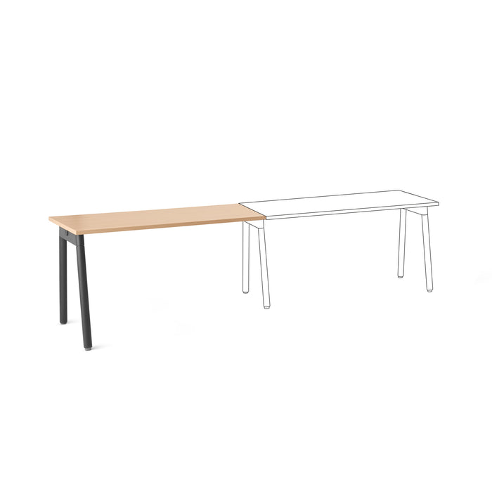 Modern minimalist wooden table with black metal legs on white background. (Natural Oak-57&quot;)