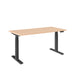 Modern adjustable height desk with wooden top and black frame on white background. (Natural Oak-57&quot;)