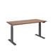 Adjustable height wooden desk with metal frame on white background. (Walnut-57&quot;)