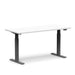 Modern adjustable height desk with white top and black frame isolated on white background. (White-60&quot;)