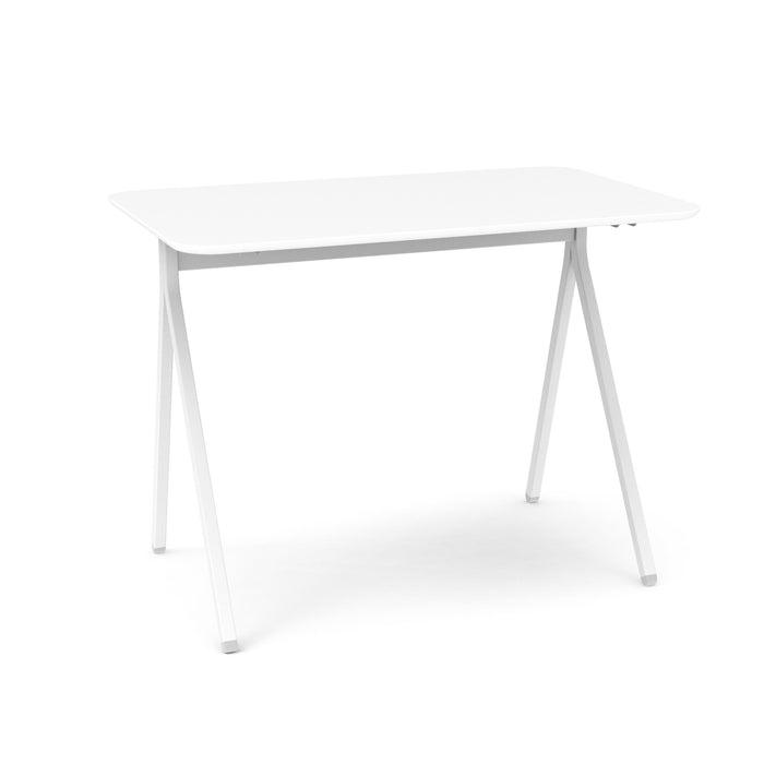 White modern minimalist desk on a white background. (White)