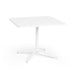 Modern white square table with single pedestal base on white background (White-36&quot;)