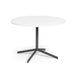 Modern round white table with black metal base isolated on white background. (White-42&quot;)