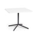 Modern white square table with black metal base on white background. (White-36&quot;)