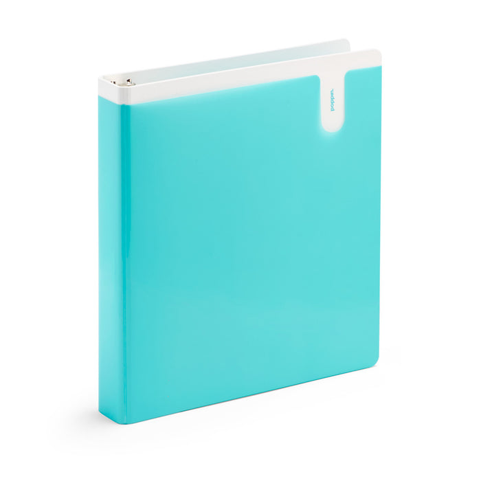 Aqua blue plastic folder with white spine isolated on white background. (Aqua)