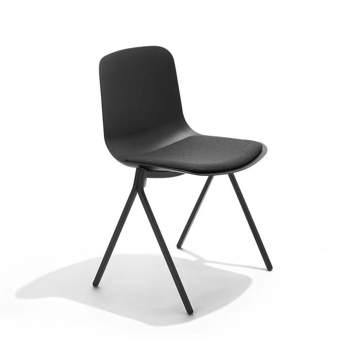 Modern black chair with metal legs on white background (Black)