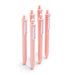 Set of five pink pens with caps on white background (Blush-Black)