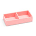Pink desk organizer with two compartments on white background. (Blush)