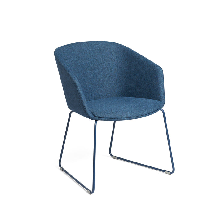 Blue modern office chair with metal legs isolated on white background. (Dark Blue)
