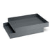 Black stackable paper trays on a white background. (Dark Gray)