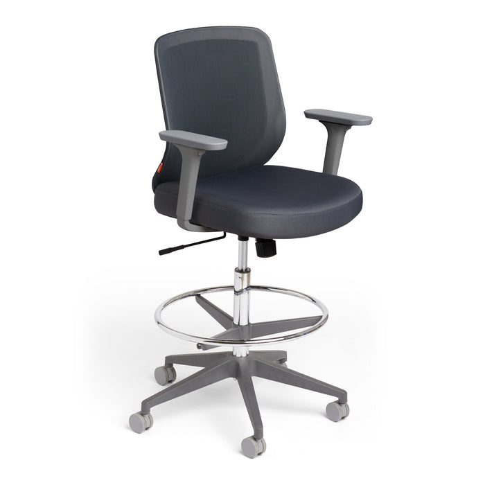 Gray ergonomic office chair with adjustable height on white background. (Dark Gray)