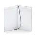 Open blank lined notebook with a black elastic band on white background 