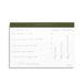 Green and white "Work Happy" weekly planner with handwritten notes and budget progress chart. 