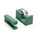 Green stapler and tape dispenser set on white background (Sage)