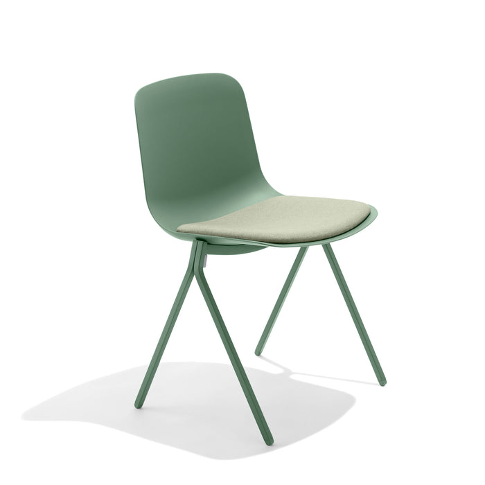Modern green chair with metal legs on white background (Sage)