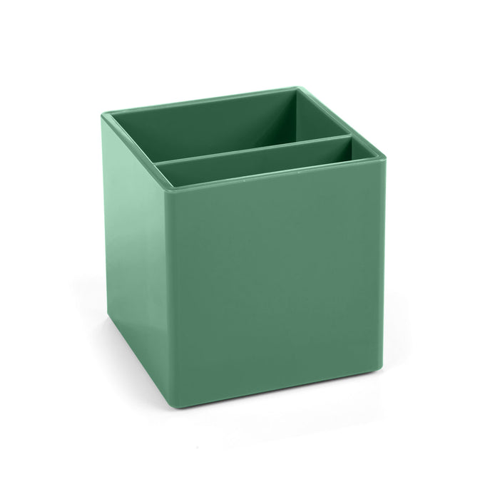 Green square plant pot isolated on white background. (Sage)