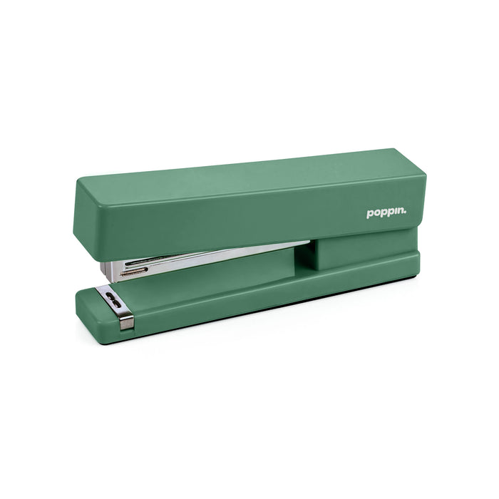 Green Poppin desktop stapler isolated on white background. (Sage)