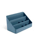 Blue desk organizer tray with compartments on white background. (Slate Blue)