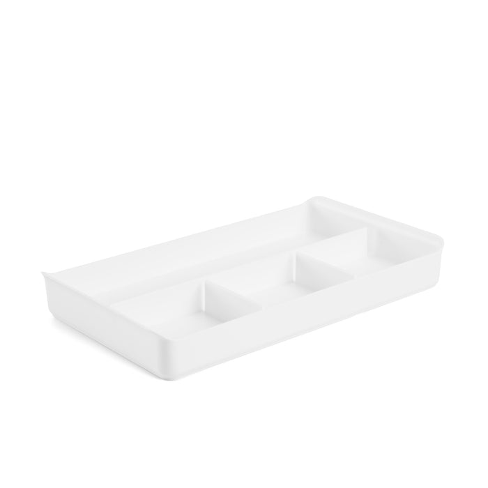 White desk organizer tray with compartments on a white background. (White)