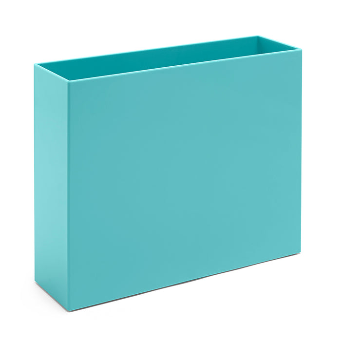 Minimalist turquoise rectangular planter box on white background (Aqua)
