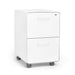 White rolling filing cabinet with two drawers on a white background. (White-White)