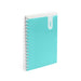 Blue spiral notebook with pockets on a white background (Aqua)
