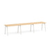 Long minimalist wooden table with white legs on a white background. (Natural Oak-47&quot;)