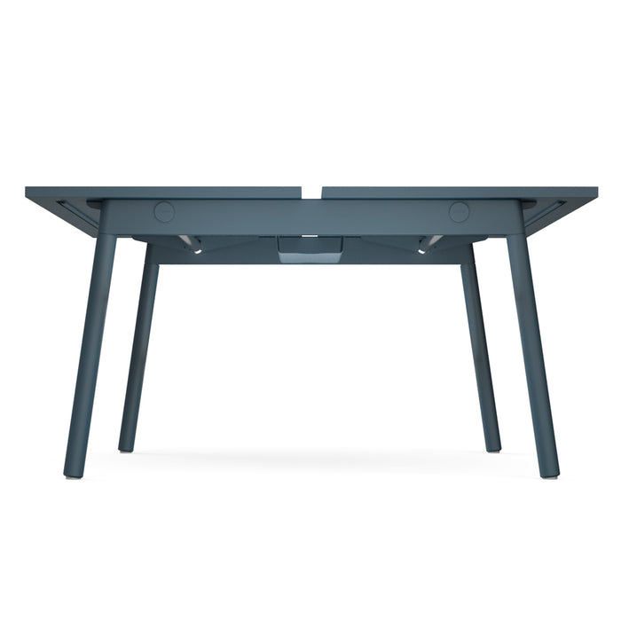 Modern blue office desk with cable management on white background. (Charcoal)