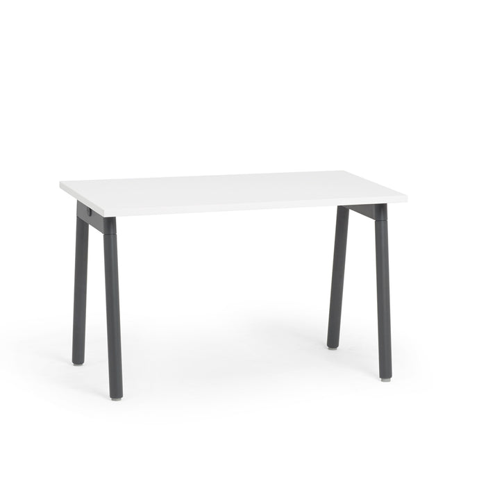 White modern desk with black legs isolated on white background. (White-47&quot;)