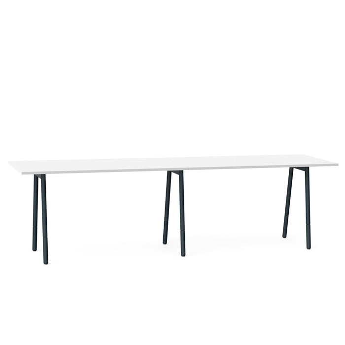 Modern white office desk with black legs isolated on white background. (White-144&quot; x 36&quot;)