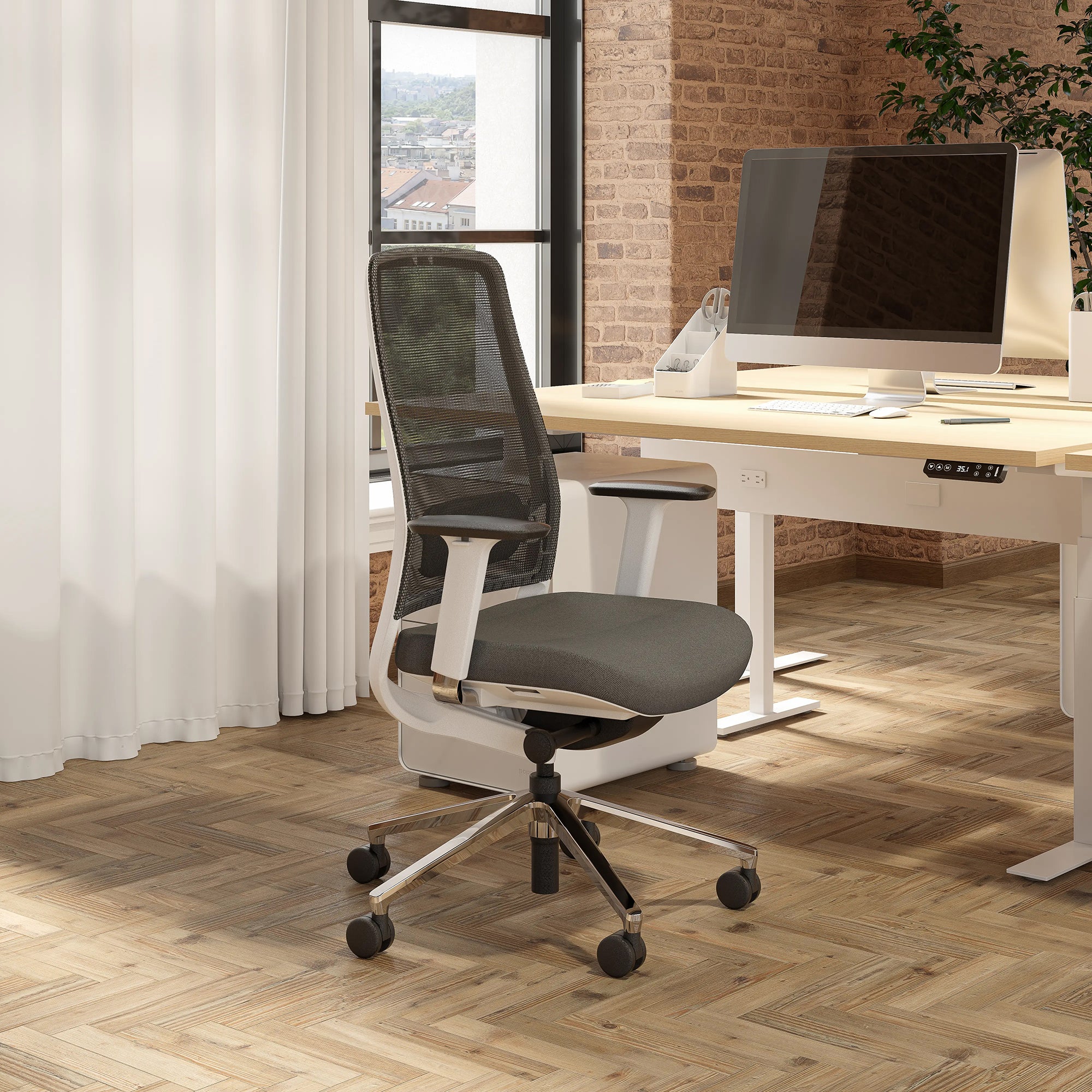 (Charcoal-White-Without Headrest)