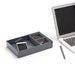 Desk organizer with phone and accessories next to laptop (Dark Gray)