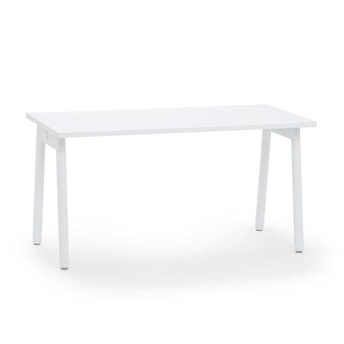 White modern minimalist table on a plain background. (White-57")