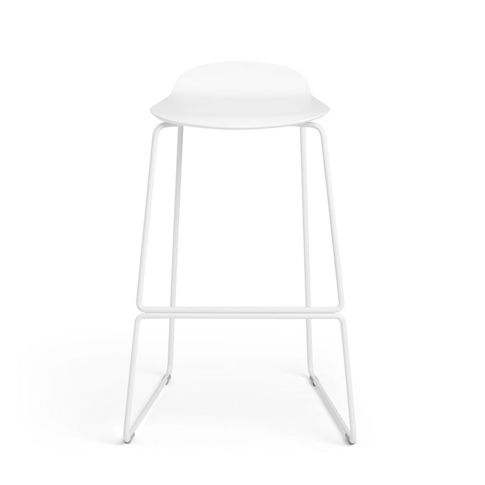 Modern white bar stool against a plain background. (White)
