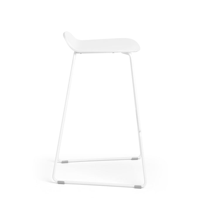 Minimalist white modern bar stool on a white background. (White)