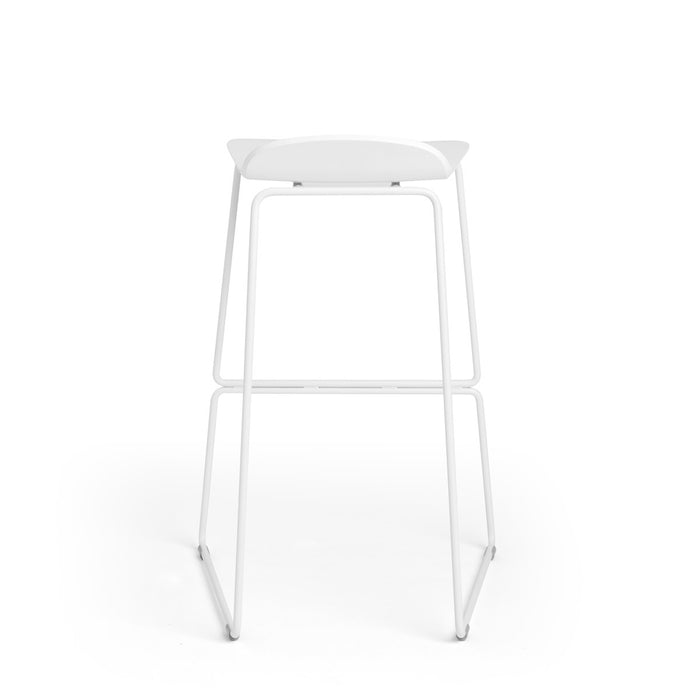 Modern white bar stool against a white background. (White)