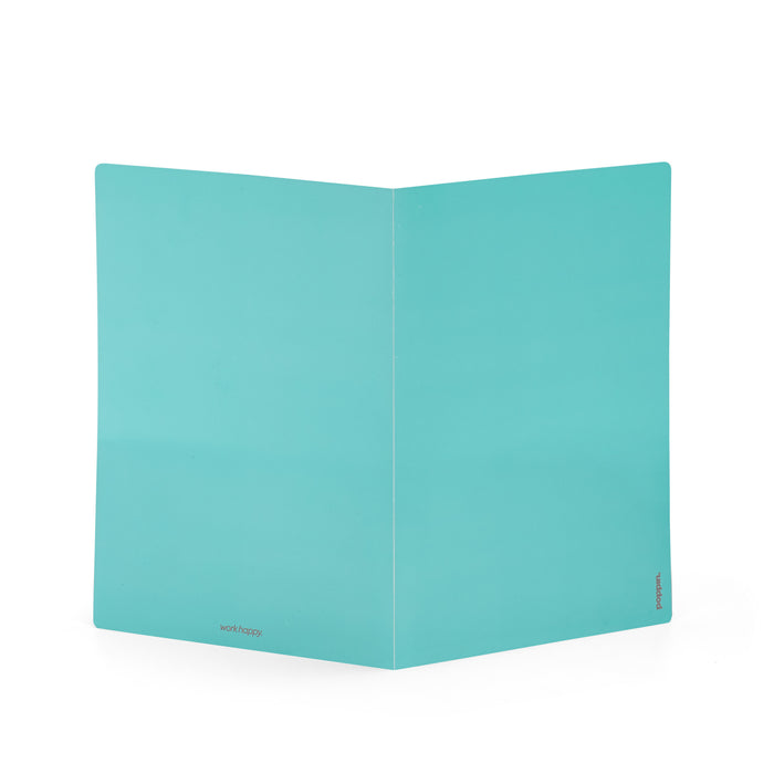 Plain turquoise folder standing on white background. (Aqua)