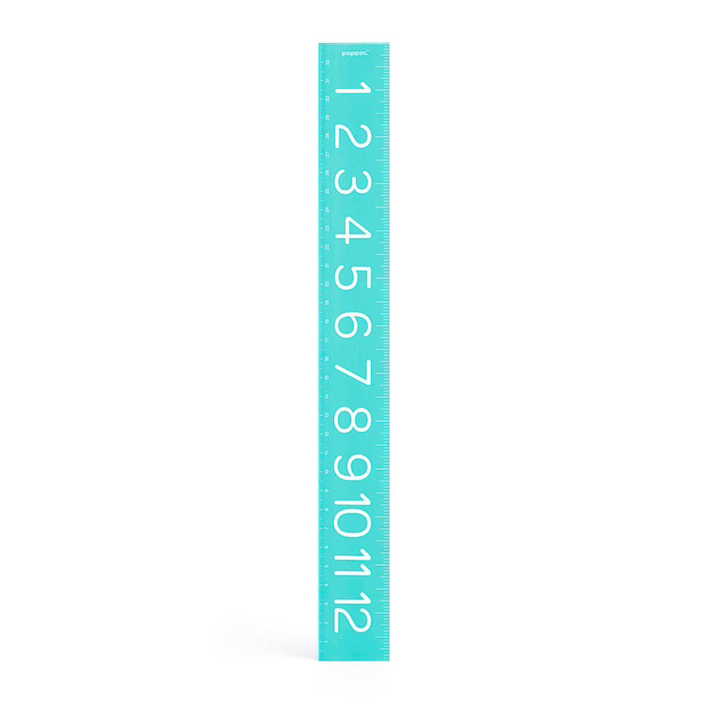 Blue children's growth chart with numbers 1 through 12 on a white background (Aqua)