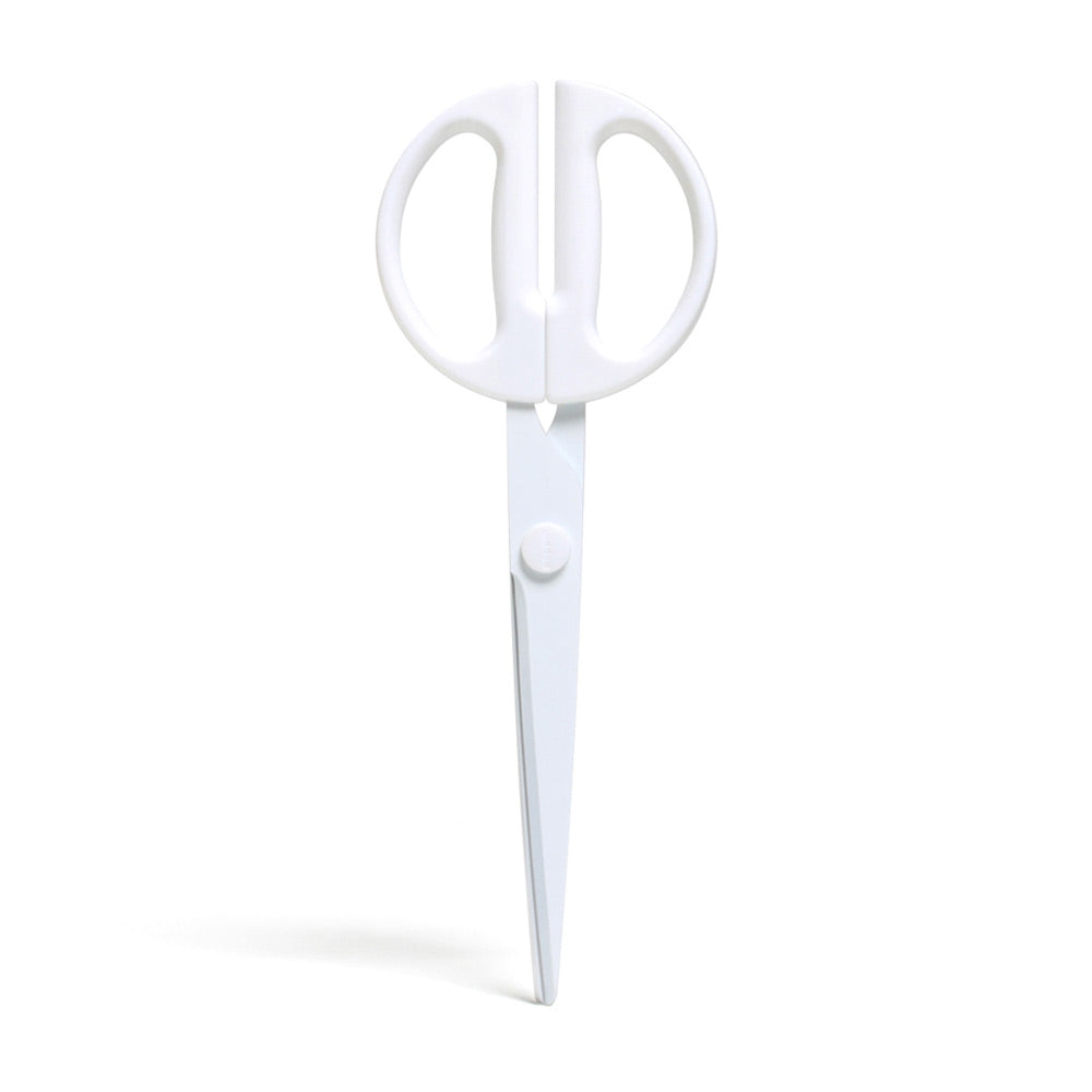 White scissors with comfortable handles isolated on white background. (White)