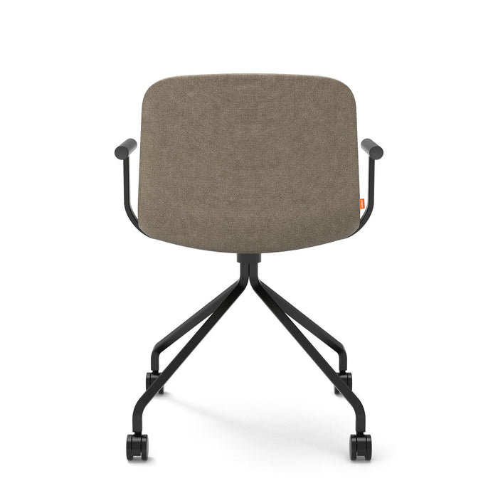 Modern office chair with wheels and gray upholstery on white background (Bark)
