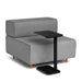 Modern gray fabric sofa with attached black side table on a white background (Black)