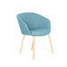 Blue modern fabric armchair with wooden legs on a white background. (Blue)