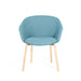Blue fabric modern chair with wooden legs on a white background. (Blue)